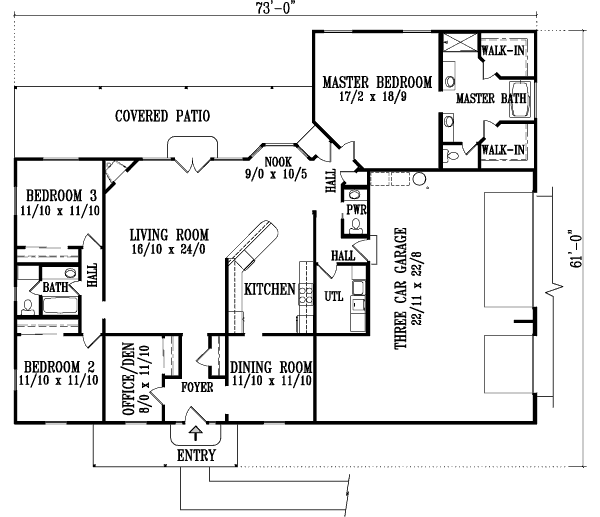 Ranch Floor Plan - Main Floor Plan #1-1174