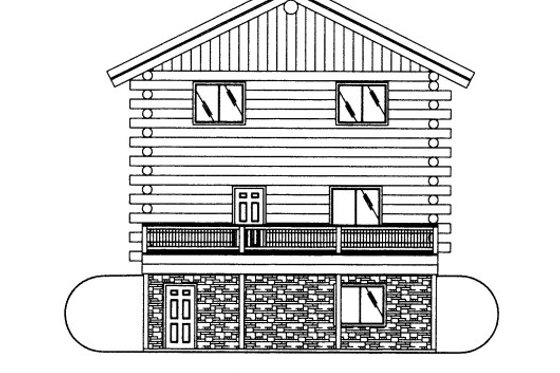 Exterior - Rear Elevation for Log House Plan #117-588 - 3 bed, 3 bath