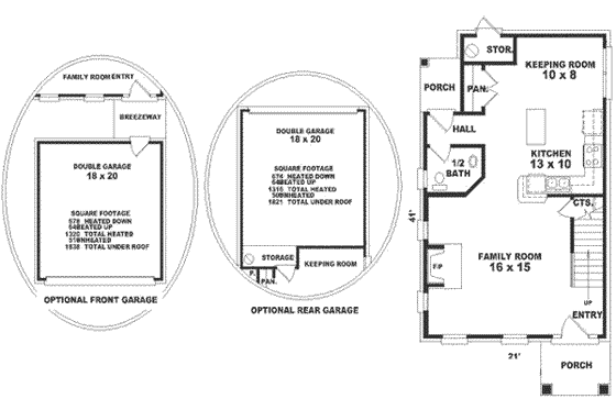 Floor Plan - Main Floor for Southern House Plan #81-104 - 2 bed, 2.5 bath