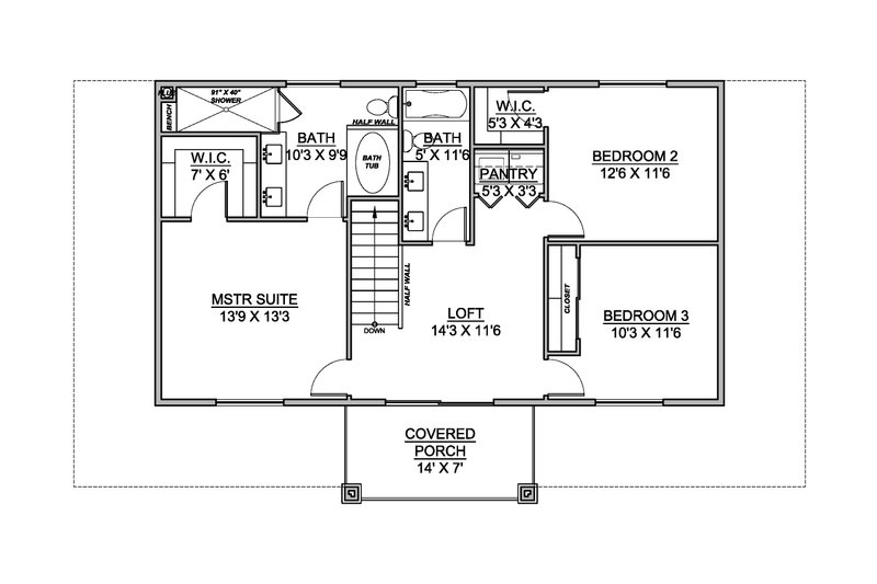 Home Plan - Floor Plan - Upper Floor for Farmhouse House Plan #1073-28 - 3 bed, 2.5 bath