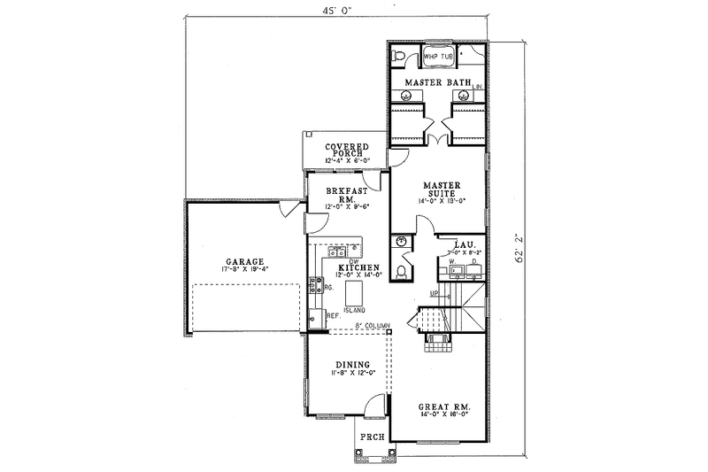 House Plan Design - Floor Plan - Main Floor for Traditional House Plan #17-262 - 3 bed, 2.5 bath