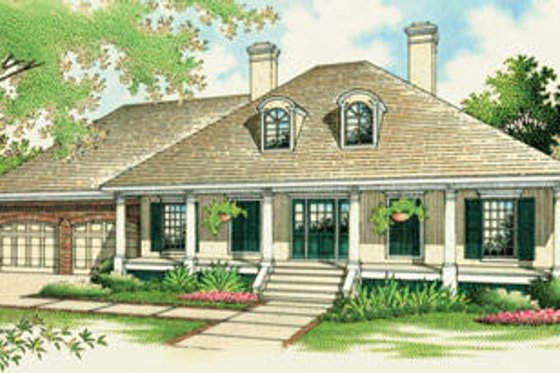 Exterior - Front Elevation for Southern House Plan #45-274 - 3 bed, 2 bath