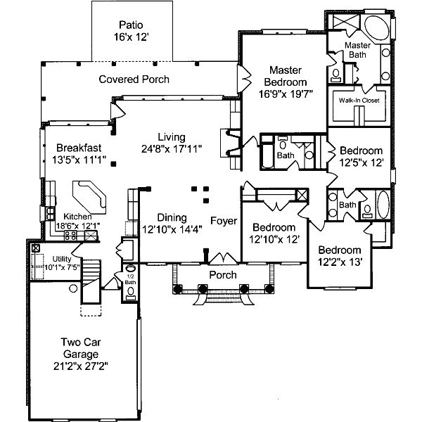House Blueprint - Traditional Floor Plan - Main Floor Plan #37-220