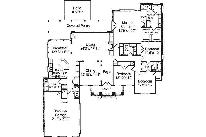 Dream House Plan - Floor Plan - Main Floor for Traditional House Plan #37-220 - 4 bed, 3.5 bath