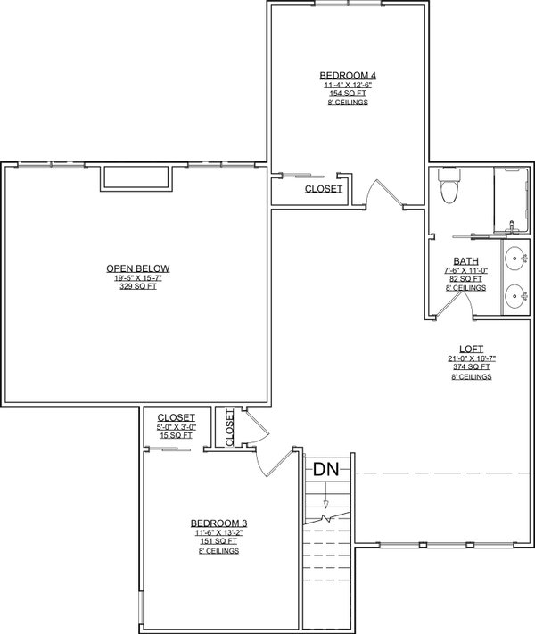 Home Plan - Floor Plan - Upper Floor for Modern House Plan #1116-49 - 4 bed, 3.5 bath
