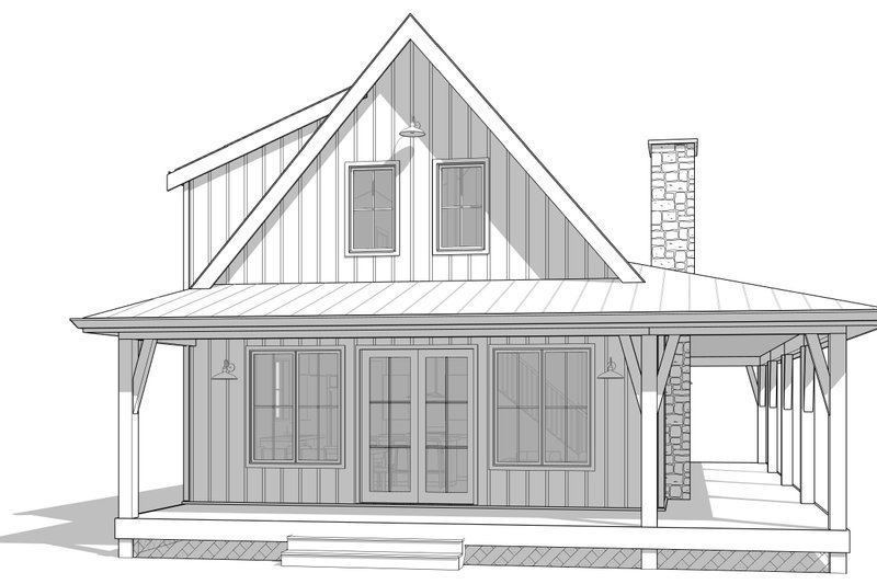 House Blueprint - Exterior - Rear Elevation 2 for Cottage House Plan #1114-37 - 2 bed, 2 bath
