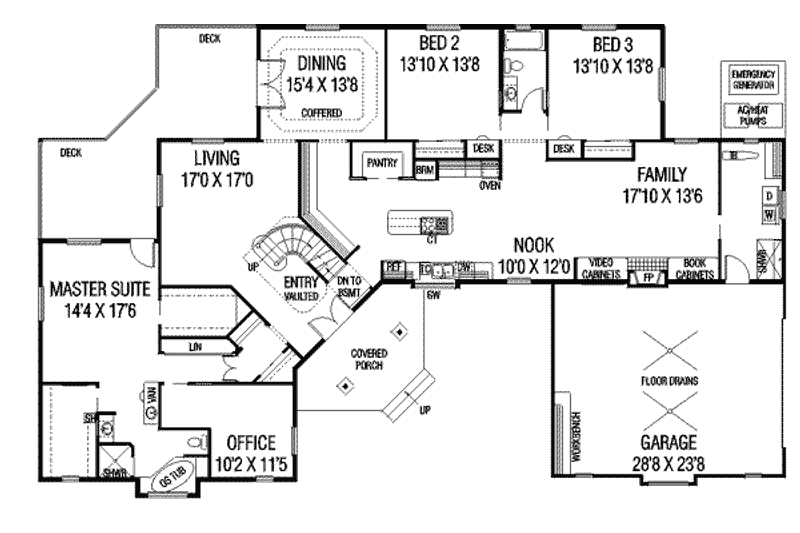 Architectural House Design - Floor Plan - Main Floor for European House Plan #60-583 - 4 bed, 3 bath