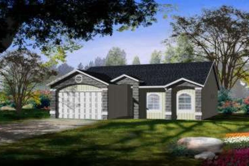 Architectural House Design - Adobe / Southwestern Exterior - Front Elevation Plan #1-413