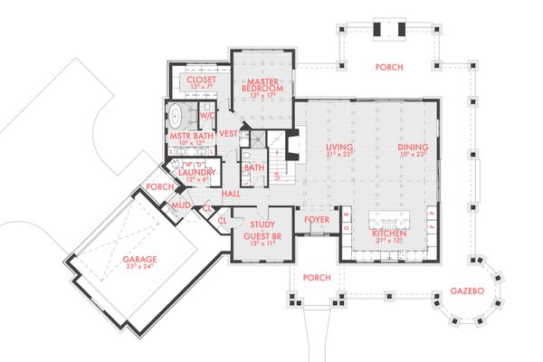 Farmhouse Floor Plan - Main Floor Plan #80-224