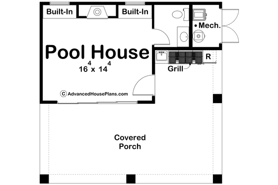 Floor Plan - Main Floor for Farmhouse House Plan #455-246, 0.5 bath