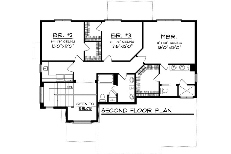 House Blueprint - Floor Plan - Upper Floor for European House Plan #70-1171 - 3 bed, 2.5 bath