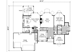 Floor Plan - Main Floor for European House Plan #51-170 - 4 bed, 2.5 bath