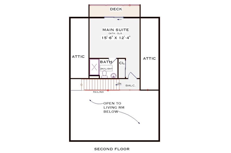 House Design - Floor Plan - Upper Floor for Cottage House Plan #3-348 - 3 bed, 2 bath
