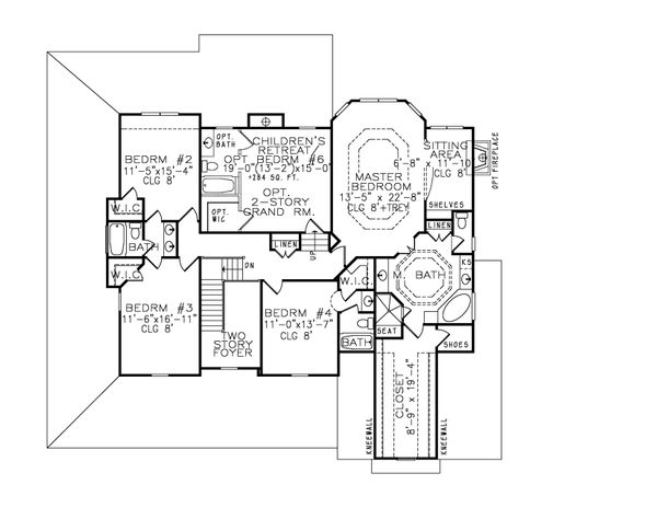 Farmhouse Floor Plan - Upper Floor Plan #54-378