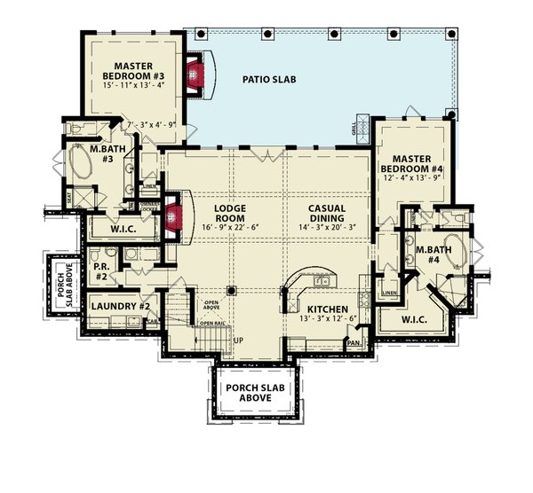 House Blueprint - Ranch Floor Plan - Lower Floor Plan #54-590