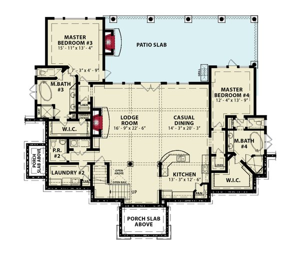 Ranch Floor Plan - Lower Floor Plan #54-590