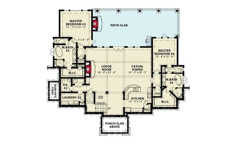 Dream House Plan - Floor Plan - Lower Floor for Ranch House Plan #54-590 - 2 bed, 2.5 bath