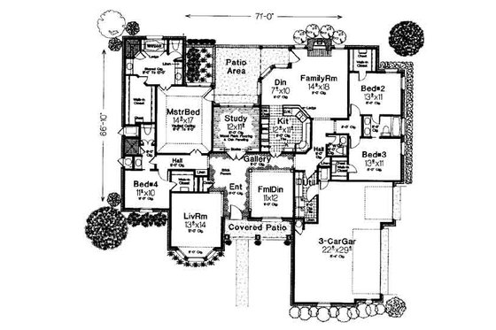 Floor Plan - Main Floor for Colonial House Plan #310-711 - 4 bed, 3.5 bath