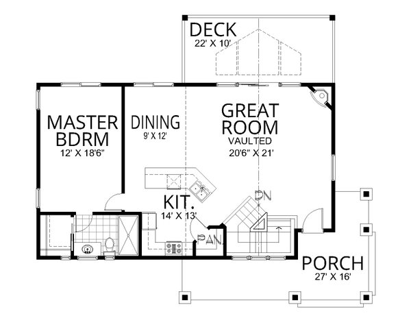 Home Plan - Floor Plan - Main Floor for Craftsman House Plan #112-322 - 3 bed, 2 bath