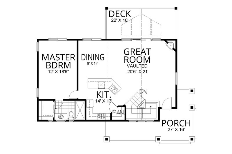 Home Plan - Floor Plan - Main Floor for Craftsman House Plan #112-322 - 3 bed, 2 bath