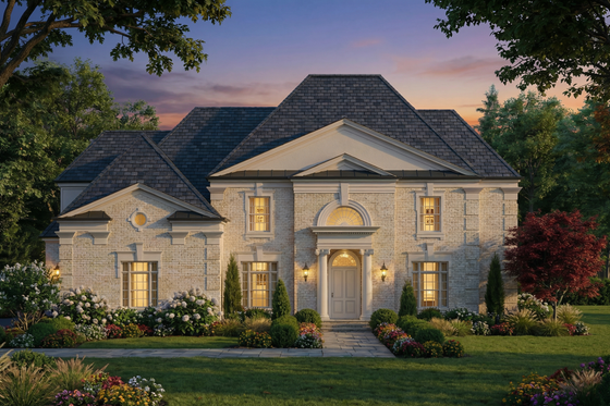 Exterior - Front Elevation 3 for European House Plan #119-312 - 4 bed, 4 bath