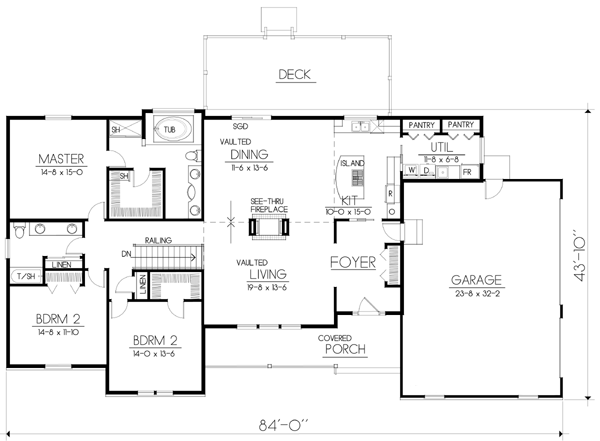 Ranch Floor Plan - Main Floor Plan #100-462