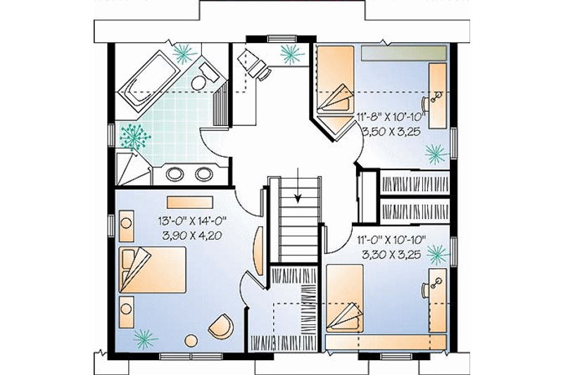Dream House Plan - Floor Plan - Upper Floor for Country House Plan #23-487 - 3 bed, 1.5 bath