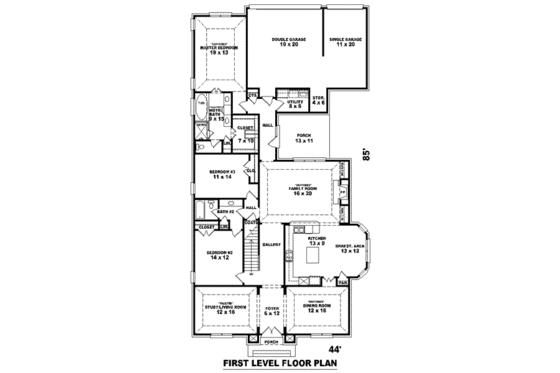 Floor Plan - Main Floor for European House Plan #81-1281 - 4 bed, 3 bath