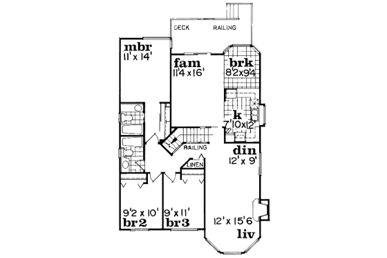 Floor Plan - Upper Floor for Traditional House Plan #47-567 - 3 bed, 2 bath