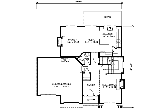 Floor Plan - Main Floor for Craftsman House Plan #132-106 - 2 bed, 2.5 bath