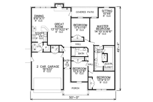 Floor Plan - Main Floor for European House Plan #65-374 - 4 bed, 2 bath