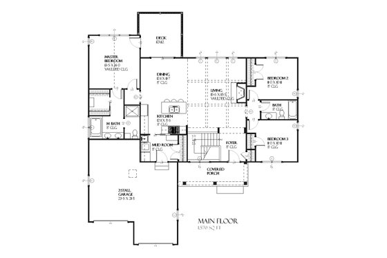 Floor Plan - Main Floor for Ranch House Plan #901-57 - 4 bed, 3 bath