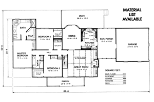 Floor Plan - Main Floor for Ranch House Plan #10-138 - 3 bed, 2 bath