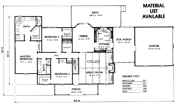 Ranch Floor Plan - Main Floor Plan #10-138