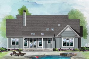 Exterior - Rear Elevation for Ranch House Plan #929-1100 - 3 bed, 2 bath