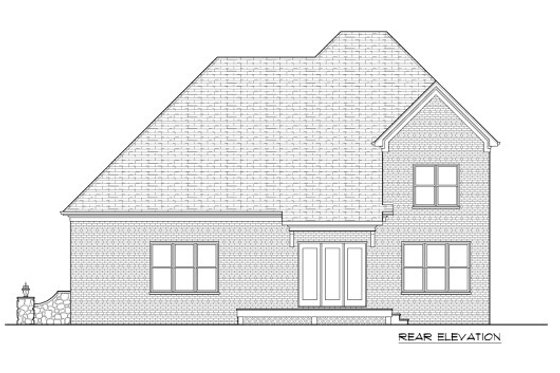 Exterior - Rear Elevation for European House Plan #413-885 - 5 bed, 4 bath