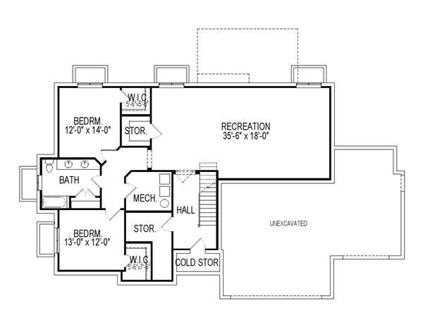 Ranch Floor Plan - Lower Floor Plan #920-83