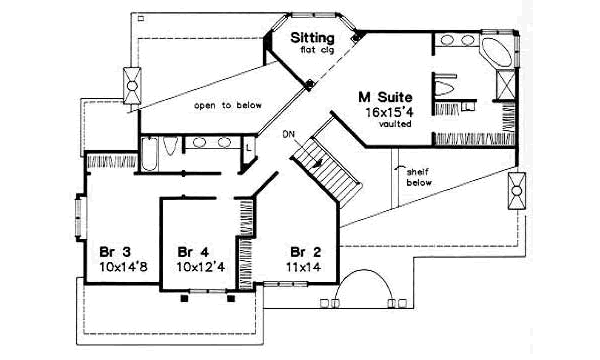 Traditional Floor Plan - Upper Floor Plan #50-158