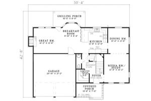 Floor Plan - Main Floor for Southern House Plan #17-539 - 4 bed, 2.5 bath