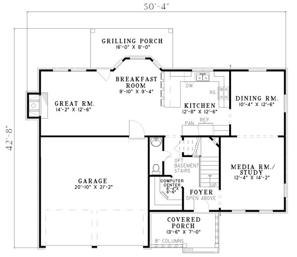 Home Plan - Southern Floor Plan - Main Floor Plan #17-539