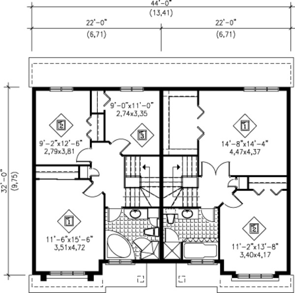 House Blueprint - Traditional Floor Plan - Upper Floor Plan #25-4253