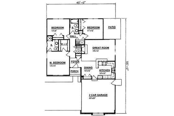 Floor Plan - Main Floor for Traditional House Plan #116-201 - 3 bed, 2 bath