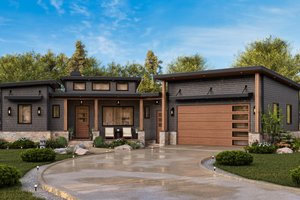 House Blueprint - Exterior - Front Elevation for Contemporary House Plan #54-679 - 3 bed, 2 bath