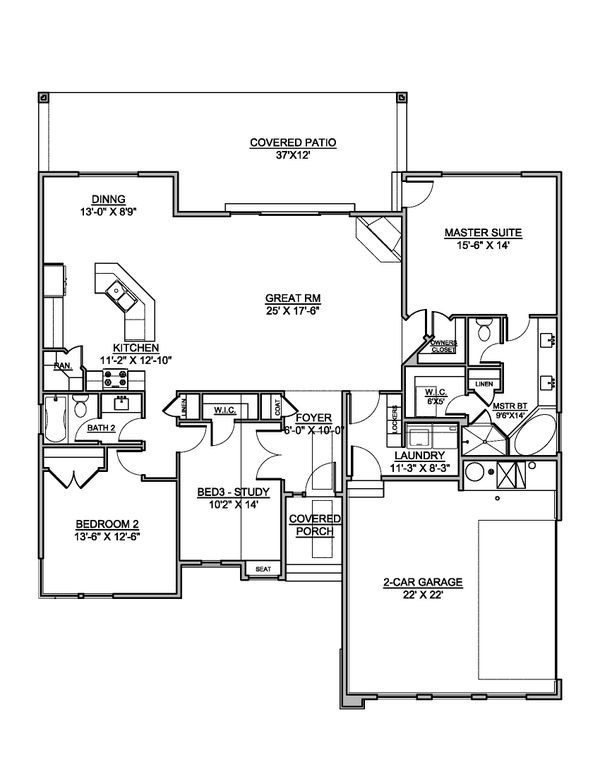 Modern Floor Plan - Main Floor Plan #1073-22