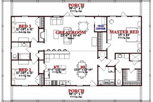 Floor Plan - Main Floor for Beach House Plan #63-364 - 3 bed, 2 bath