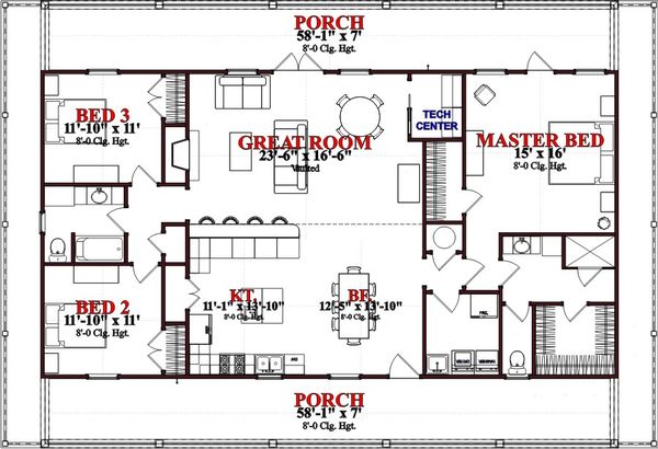 Beach Floor Plan - Main Floor Plan #63-364