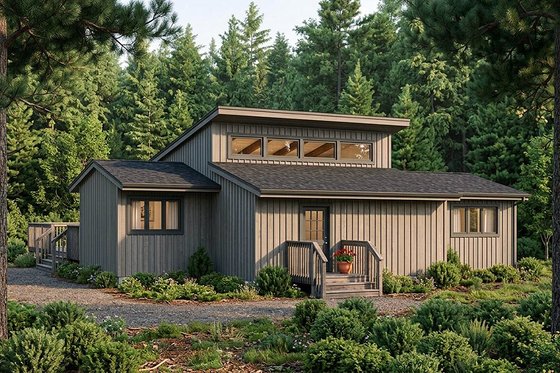 Exterior - Rear Elevation for Contemporary House Plan #312-566 - 2 bed, 1 bath