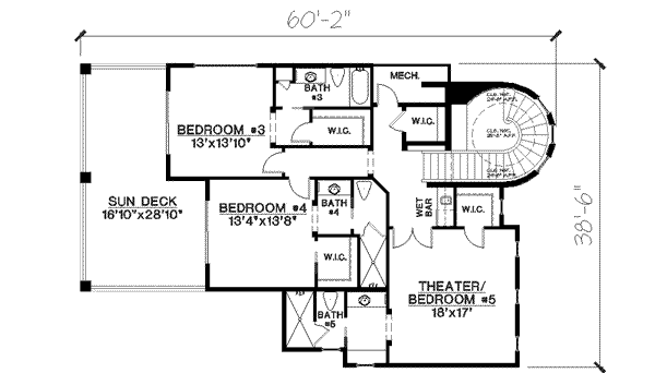 Mediterranean Floor Plan - Upper Floor Plan #27-272
