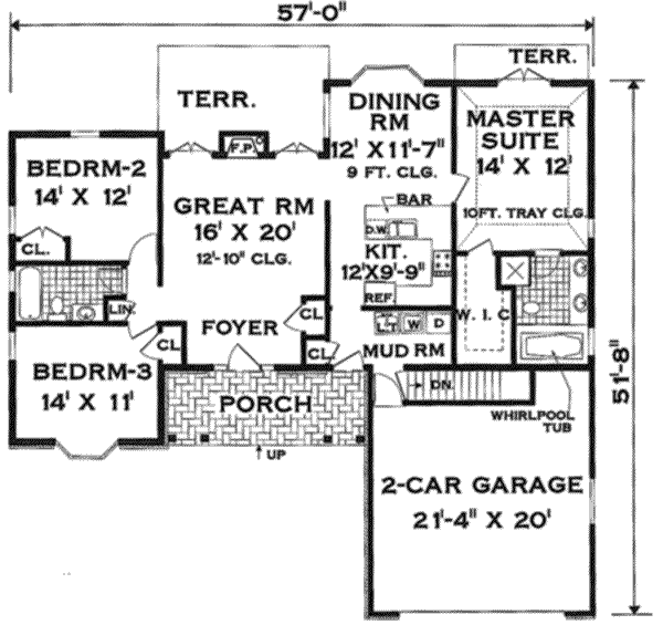 Dream House Plan - Ranch Floor Plan - Main Floor Plan #3-125