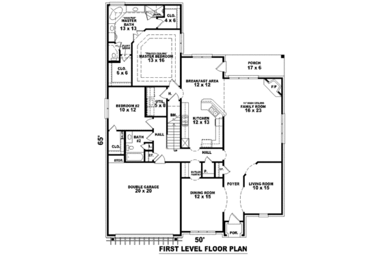 Floor Plan - Main Floor for European House Plan #81-1109 - 4 bed, 3 bath